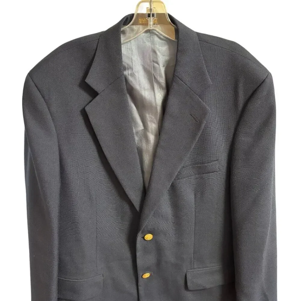 VTG STAFFORD Gold Button Wool Blend Blazer Jacket in Navy Blue  MEN'S 42R